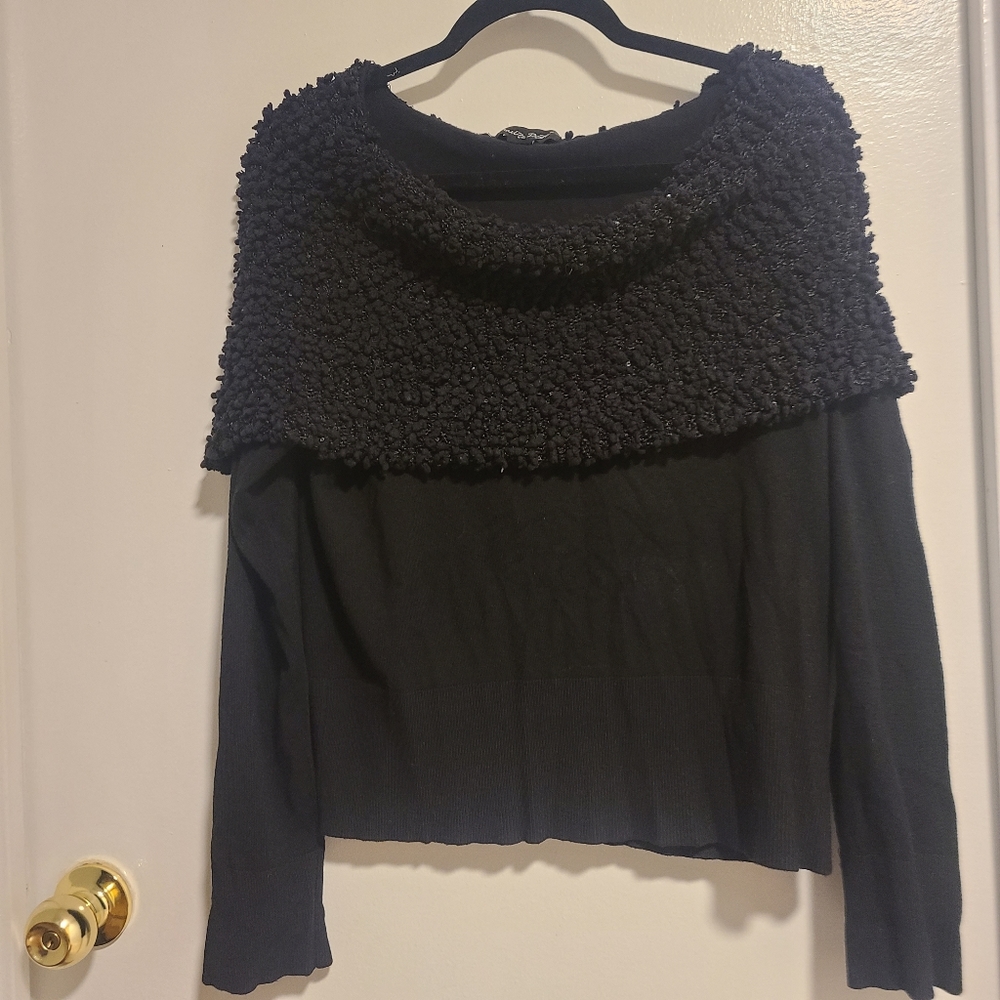 Charlie Paige off-shoulder black long-sleeved top